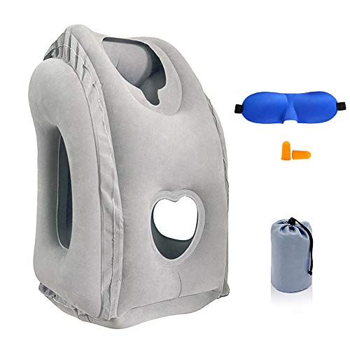 SmartDer Inflatable Travel Pillow, Airplane Pillow with Patented Valve Design, Travel Accessories with Neck and Head Support, Travel Pillows for Long-haul Flights, Cars, Buses, Trains, Office Napping - Image 1