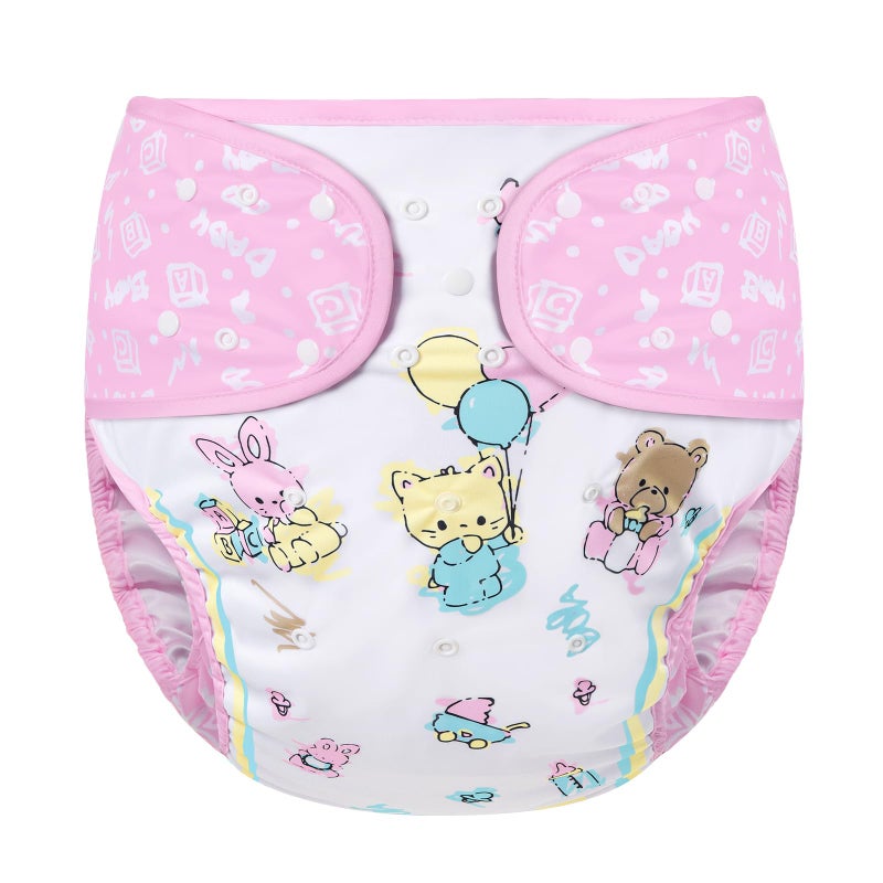 Littleforbig Washable Adjustable Reusable Waterproof Cloth Adult Diaper Wrap Cover - Baby Cuties M - Image 1