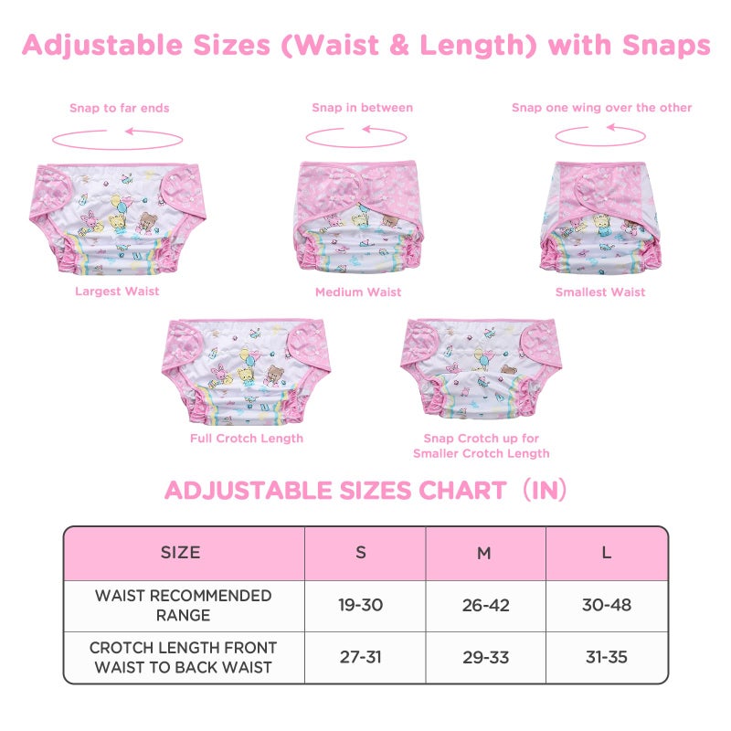 Littleforbig Washable Adjustable Reusable Waterproof Cloth Adult Diaper Wrap Cover - Baby Cuties M - Image 2