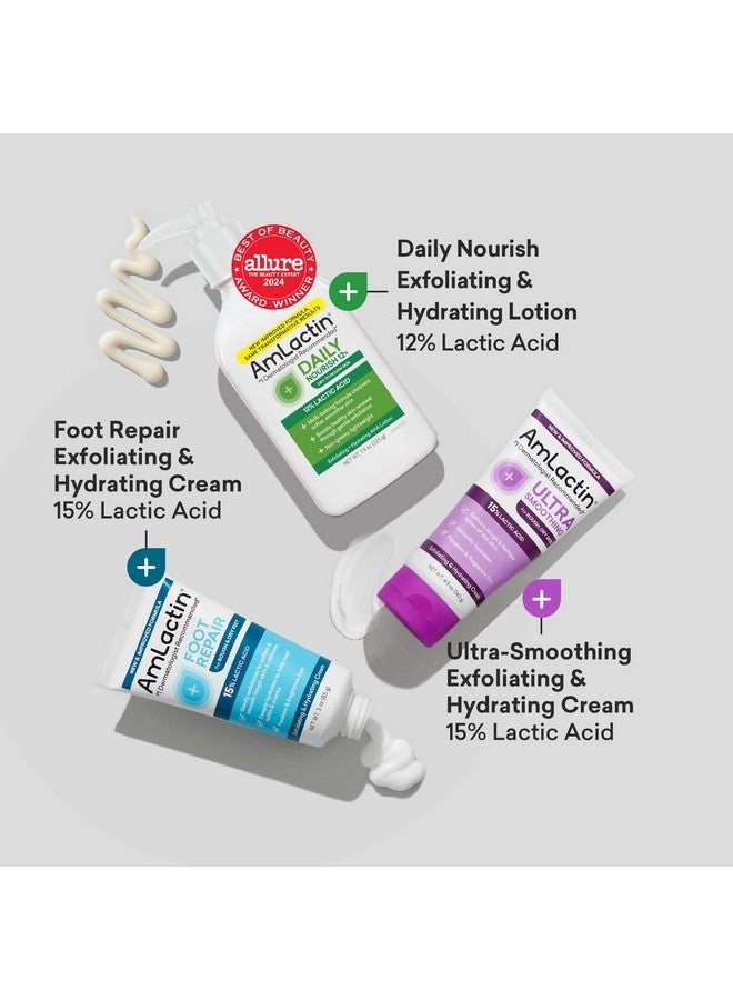 AmLactin AmLactin Award-Winning Essentials Skin Care Set - Daily Nourish 12% Lotion, Ultra Smoothing Cream, Foot Repair Cream & Moisturizing Socks - Lactic Acid Moisturizer Gift Set for Whole-Body Skin Renewal - Image 2