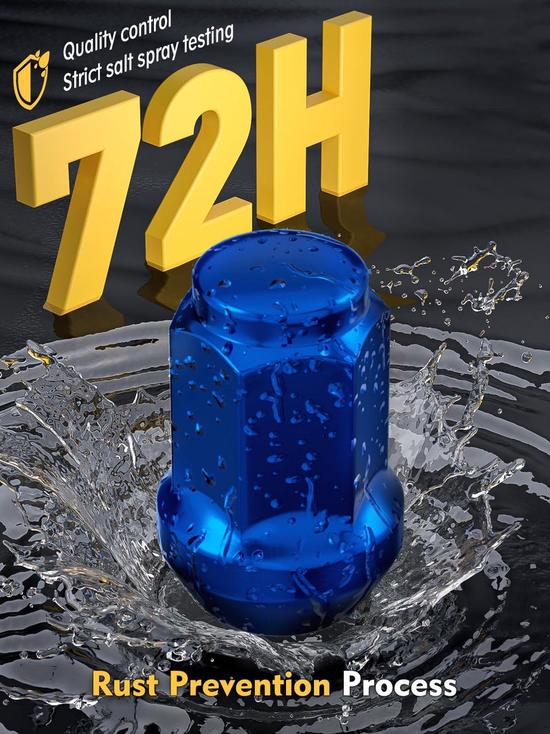 MIKKUPPA M12x1.5 Lug Nuts - Replacement for 2006-2019 Ford Fusion, 2000-2019 Ford Focus, 2001-2019 Ford Escape Aftermarket Wheel - 20pcs Blue Closed End Lug Nuts - Image 3