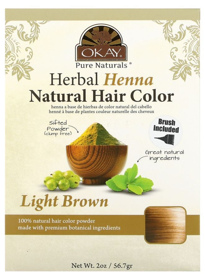 OKAY حناء عشبية لون شعر طبيعي بني فاتح 2 أونصة (56.7 جرام)