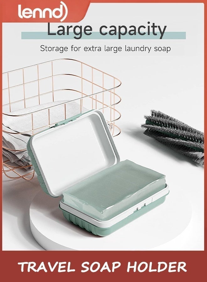 LENND Soap Dish Holder, Travel Soap Case with Lid for Gym, Camping Essentials, Hiking, Travel Size Toiletries, Portable, Leakproof, Blue - Image 1