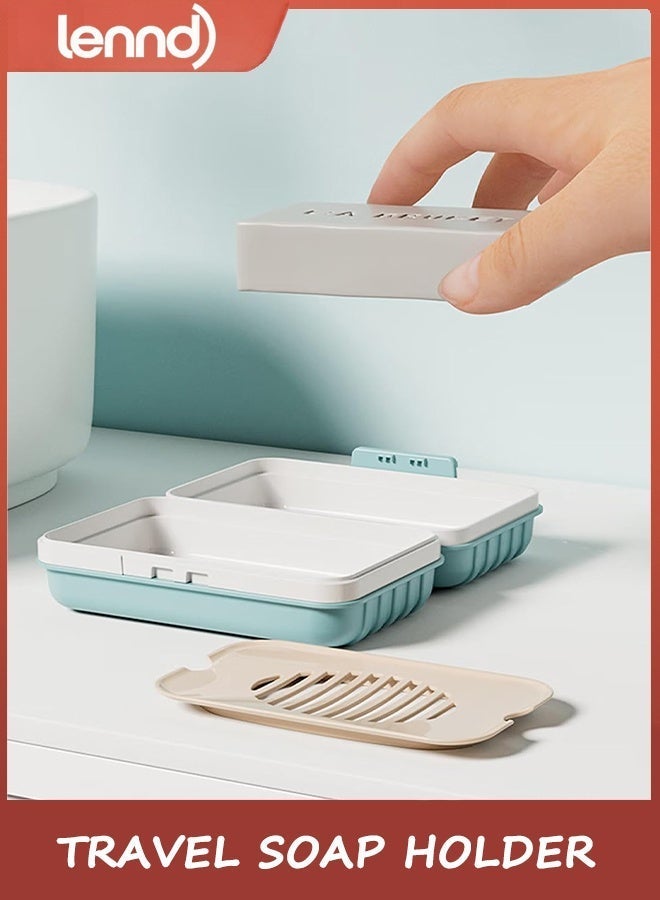 LENND Soap Dish Holder, Travel Soap Case with Lid for Gym, Camping Essentials, Hiking, Travel Size Toiletries, Portable, Leakproof, Blue - Image 3