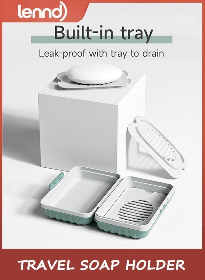 LENND Soap Dish Holder, Travel Soap Case with Lid for Gym, Camping Essentials, Hiking, Travel Size Toiletries, Portable, Leakproof, Blue - Image 2