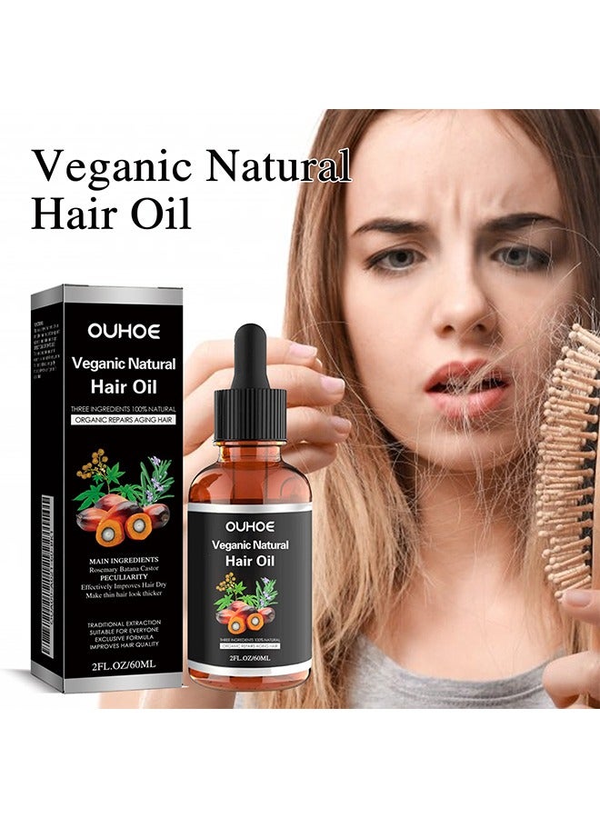 OUHOE Veganic Natural Hair Oil, Improve Hair Quality, Nourishing Hair Care Oil for Hair Growth, Hair Blend Oil 60ML - Image 2