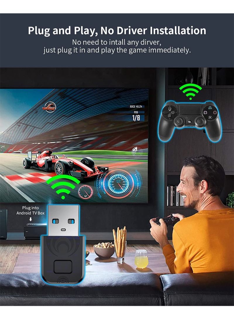 Bluetooth Controller Adapter for PS4/Xbox/ Switch Pro Wireless Controller Adapter Compatible with Windows PC/Android TV Box/Steam
