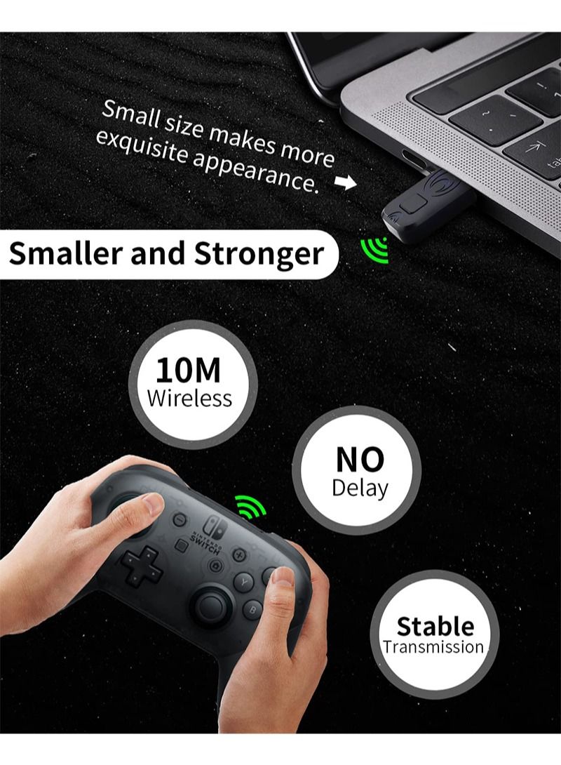 Bluetooth Controller Adapter for PS4/Xbox/ Switch Pro Wireless Controller Adapter Compatible with Windows PC/Android TV Box/Steam