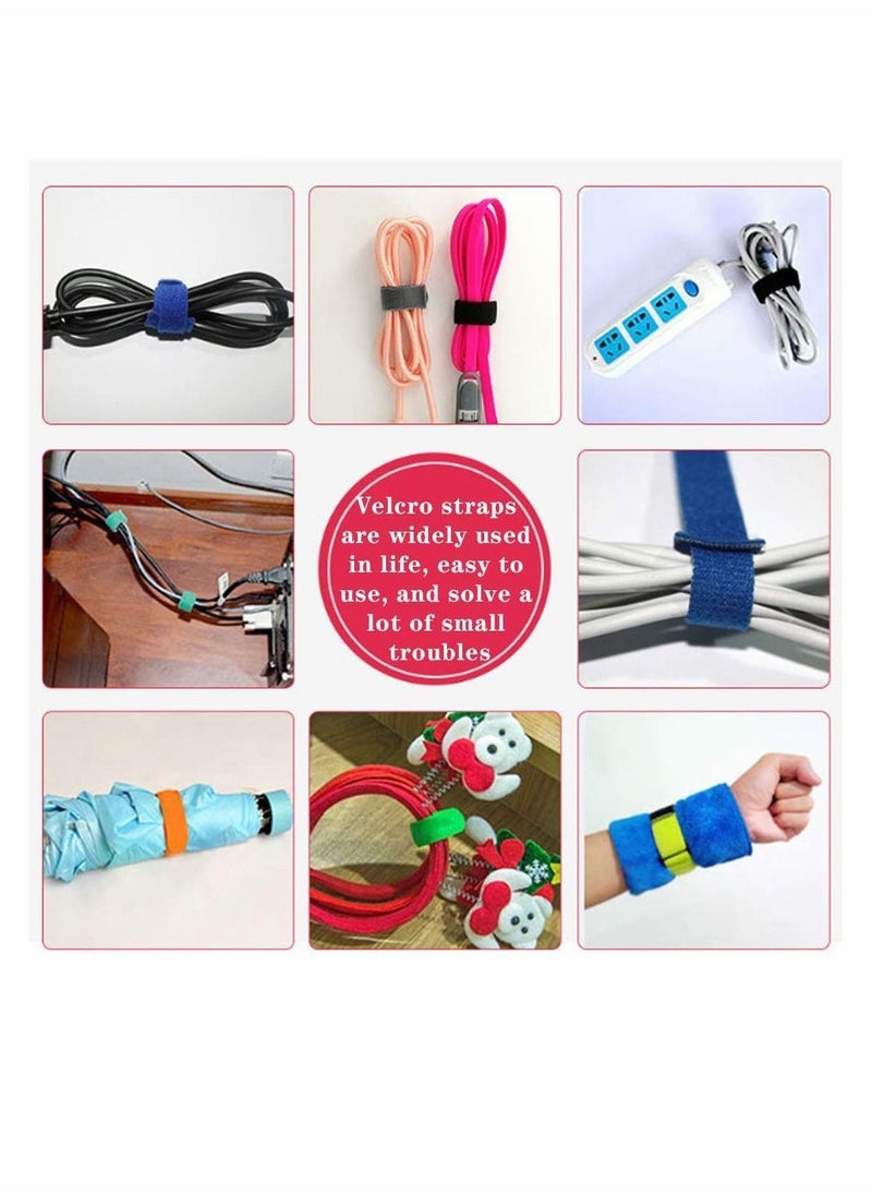 Y&D - 100PCS Reusable Cable Ties | 8-inch &6-inch cord ties Multi-Purpose Hook&Loop cable management Adjustable Multicoloured Cords Organizer for Computer/Laptop/TV/Electronics - Image 1