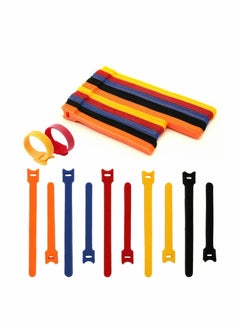 100PCS Reusable Cable Ties | 8-inch &6-inch cord ties Multi-Purpose Hook&Loop cable management Adjustable Multicoloured Cords Organizer for Computer/Laptop/TV/Electronics