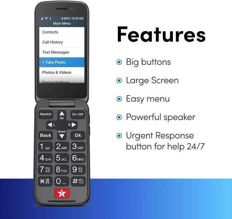 Lively جيترباج فليب2 - هاتف فليب للمتقاعدين - غير متوافق مع شركات الاتصالات الأخرى - يجب تفعيل خطة الهاتف - هاتف فليب جرافيت - Image 3