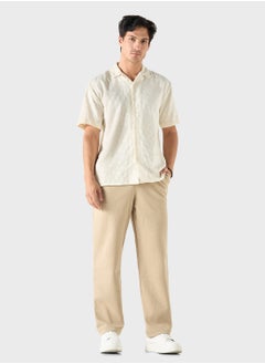 Iconic Iconic Regular Fit Textured Shirt with Camp Collar  - Image 4