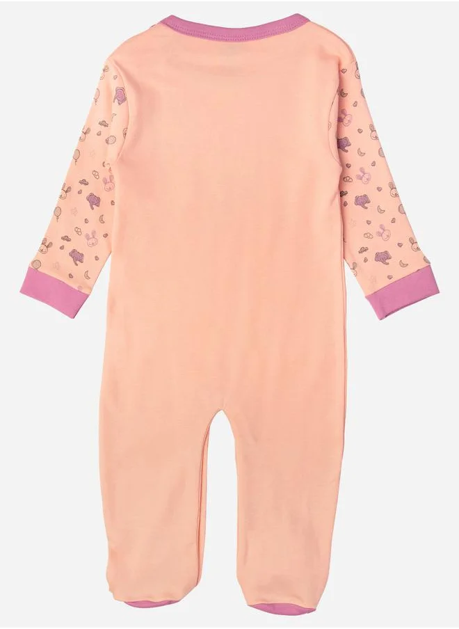 Babies Basic Printed Cotton Long Sleeves Sleepsuit