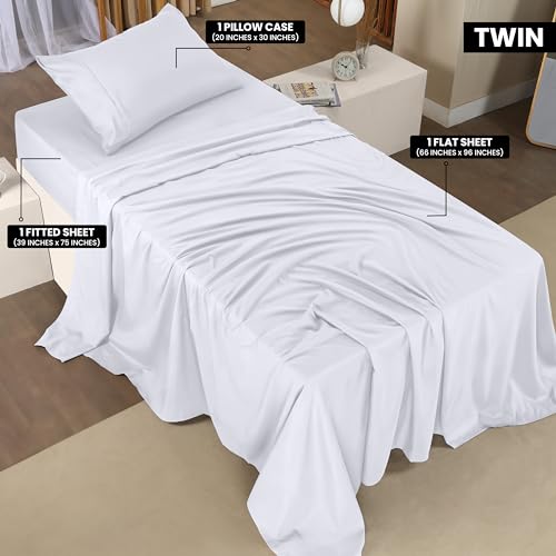 Utopia Bedding Twin Bed Sheets Set Pack of 2 Sheet Sets Perfect for Spa Hotel Guest Bedroom Brushed Microfiber Shrinkage and Fade Resistant Easy Care White - Image 3