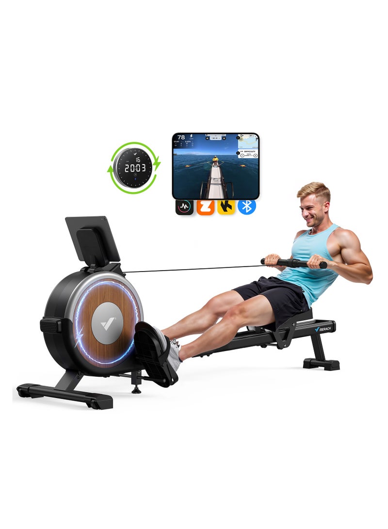 ميراتش آلات التجديف MERACH للاستخدام المنزلي، آلة تجديف مغناطيسية بـ 16 مستوى، آلة تجديف ذات مقاومة هادئة، سكة انزلاق مزدوجة بسعة وزن قصوى 159 كجم، متوافقة مع التطبيقات - Image 1