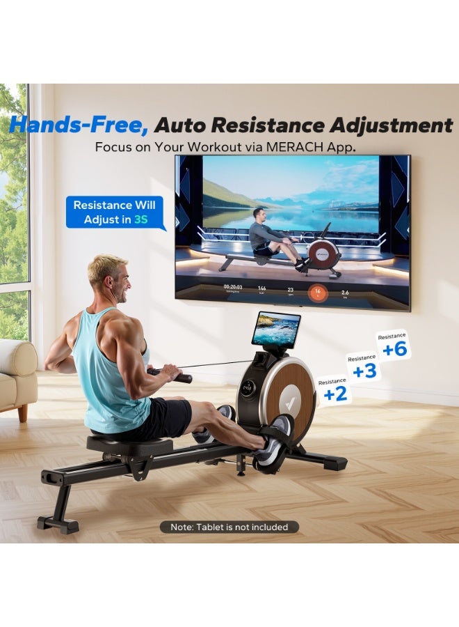 ميراتش آلات التجديف MERACH للاستخدام المنزلي، آلة تجديف مغناطيسية بـ 16 مستوى، آلة تجديف ذات مقاومة هادئة، سكة انزلاق مزدوجة بسعة وزن قصوى 159 كجم، متوافقة مع التطبيقات - Image 3