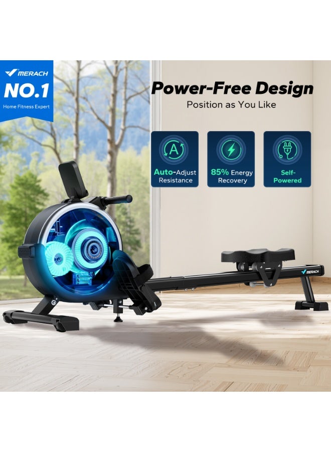 ميراتش آلات التجديف MERACH للاستخدام المنزلي، آلة تجديف مغناطيسية بـ 16 مستوى، آلة تجديف ذات مقاومة هادئة، سكة انزلاق مزدوجة بسعة وزن قصوى 159 كجم، متوافقة مع التطبيقات - Image 2