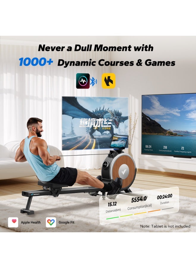 ميراتش آلات التجديف MERACH للاستخدام المنزلي، آلة تجديف مغناطيسية بـ 16 مستوى، آلة تجديف ذات مقاومة هادئة، سكة انزلاق مزدوجة بسعة وزن قصوى 159 كجم، متوافقة مع التطبيقات - Image 5