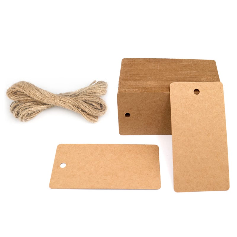 G2PLUS 100PCS Kraft Paper Gift Tags with String35 x 17Brown Blank Tags with Jute Twine Rectangle Labeling Tags for Arts and CraftsWeddingChristmasThanksgiving and Holiday