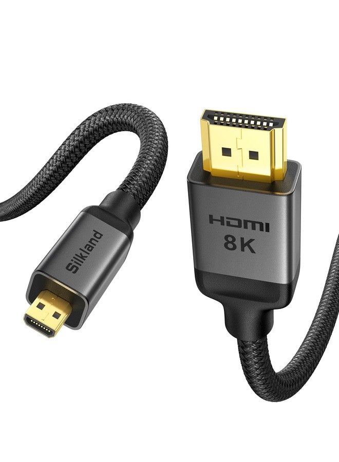 Silkland 8K 4K Micro HDMI to HDMI Cable 6.6ft, Micro HDMI 2.1 Adapter [8K@60Hz, 4K@240Hz 144Hz 120Hz] 6K 5K, 48Gbps, HDR, Compatible for Samsung G8,G9, Camera, Raspberry Pi 5 4, GoPro Hero, Cam Link - Image 1