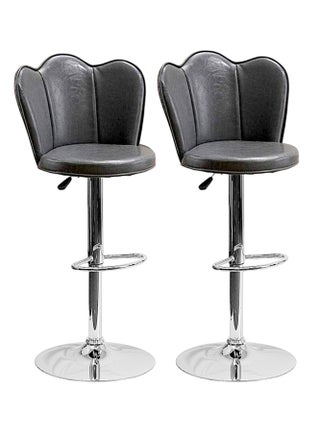 SBF Height Adjustable Bar Stools | Set of 2 PU Leather Swivel Chairs with Backrest and Footrest | Hydraulic Chrome Base for Kitchen & Dining, Grey - pzsku/ZDA3AA2929A8121A76460Z/45/_/1734395410/2023a10f-b184-4ec7-bdfc-d86c6df1aa19