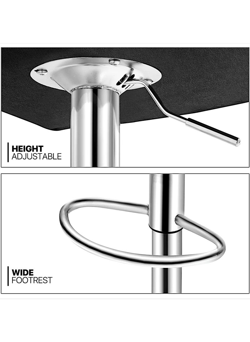 SBF Height Adjustable Bar Stools | Set of 2 PU Leather Swivel Chairs with Backrest and Footrest | Hydraulic Chrome Base for Kitchen & Dining, Grey