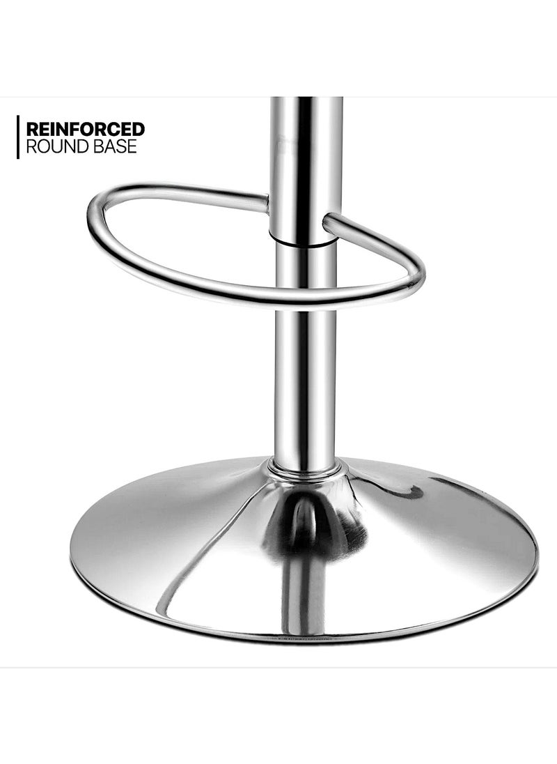 SBF Height Adjustable Bar Stools | Set of 2 PU Leather Swivel Chairs with Backrest and Footrest | Hydraulic Chrome Base for Kitchen & Dining, Grey