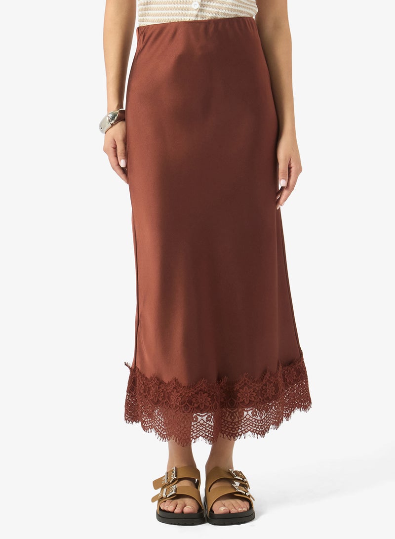 Ginger Satin Skirt with Lace Hem - Image 1