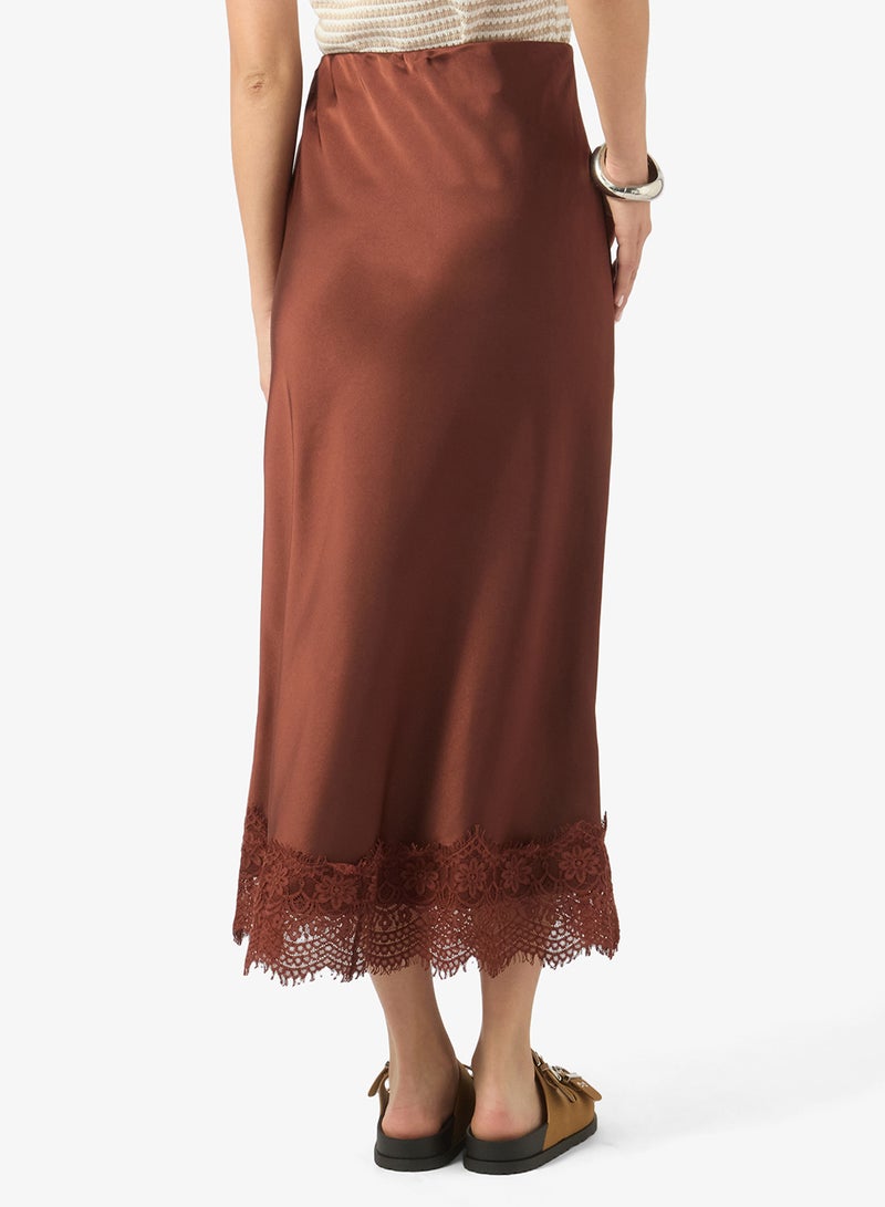 Ginger Satin Skirt with Lace Hem - Image 3