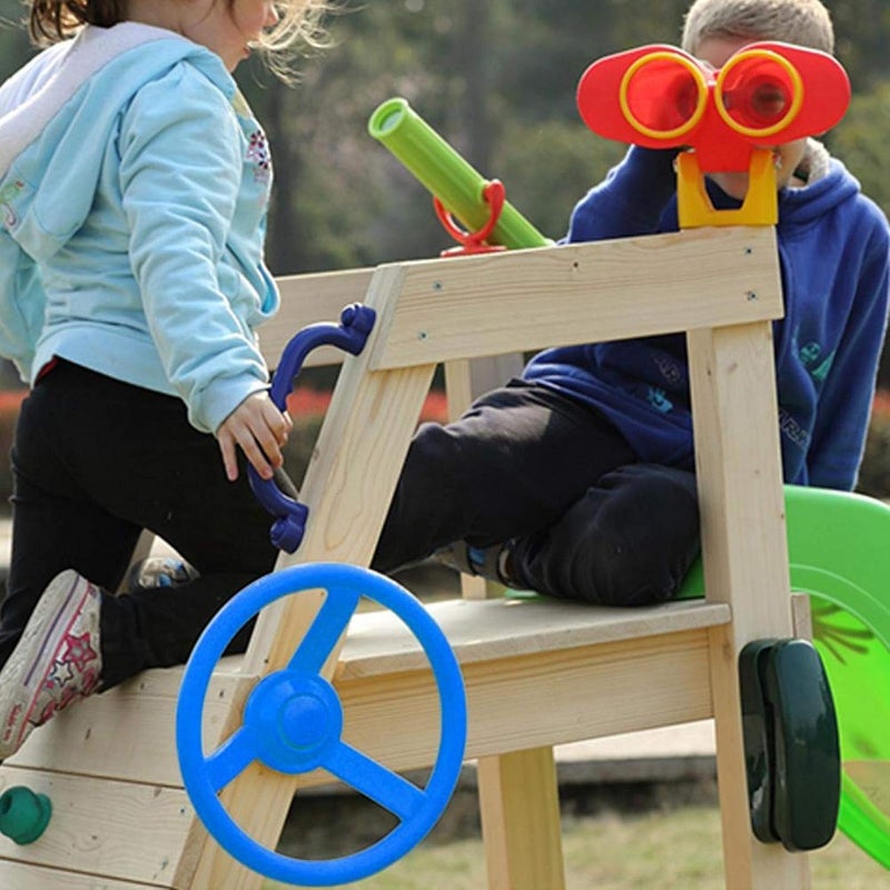 كلاراكو عجلة قيادة كلاركو، لعبة عجلة القيادة، أرجوحة بلاستيكية صغيرة محمولة قابلة للدوران للملعب (أزرق) - Image 5