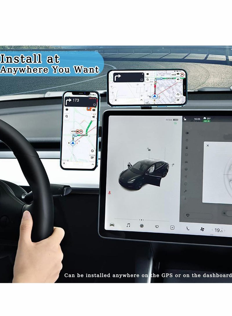 Y&D Car Phone Holder Mount for Tesla Model 3/X/Y/S, Invisible Magnetic car, Foldaway MagSafe Design Compatible with iPhone Samsung Cell Phones, Black  - Image 5