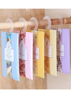 Scrolls 5PC Hanging Fragrance Sacks - Rose Scent, Made of Wheat Straw, Perfect for Home Decoration,Car and Wardrobe Freshening  - Image 1