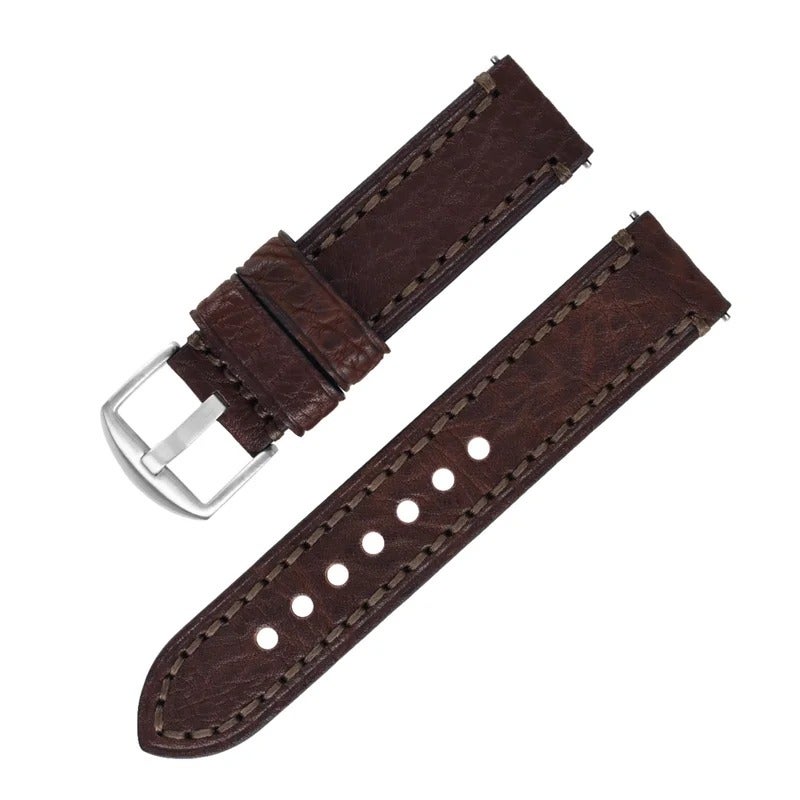 Top Grain Leather Watch Band Replacement - Rugged Oil-Tanned Sports Strap for Men - Image 2