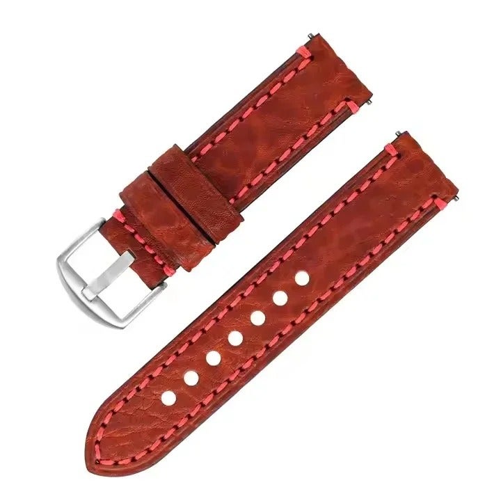 Top Grain Leather Watch Band Replacement - Rugged Oil-Tanned Sports Strap for Men - Image 5