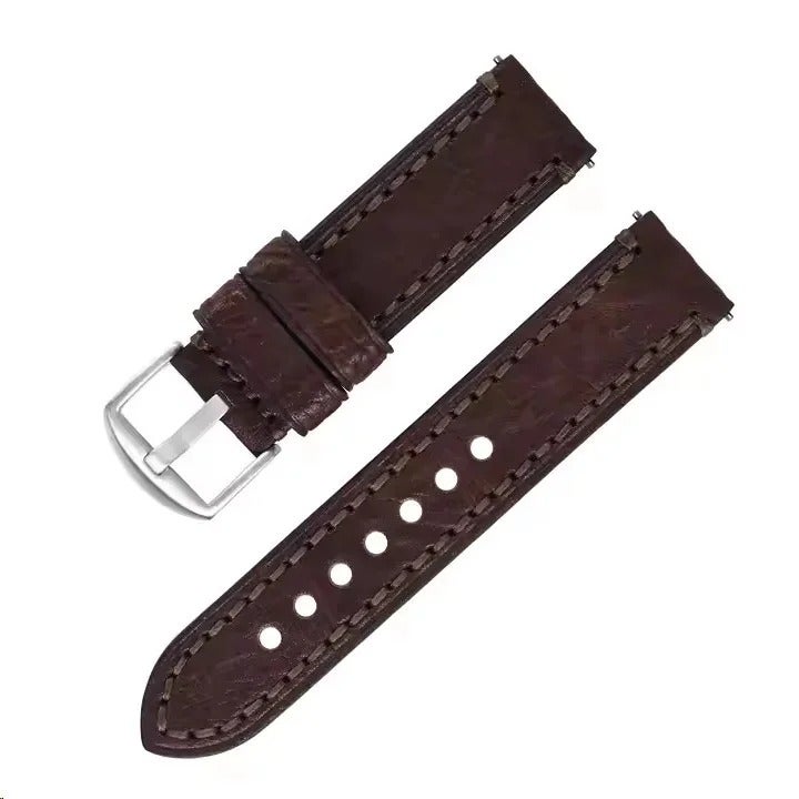 Top Grain Leather Watch Band Replacement - Rugged Oil-Tanned Sports Strap for Men - Image 3