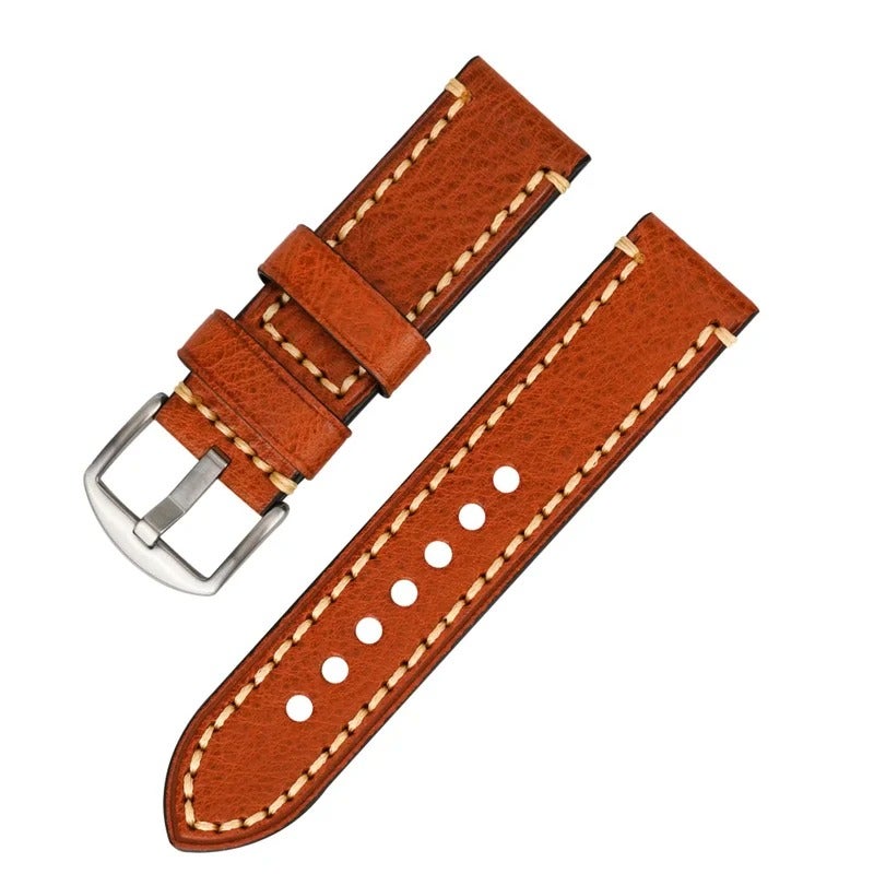 Top Grain Leather Watch Band Replacement - Rugged Oil-Tanned Sports Strap for Men - Image 1