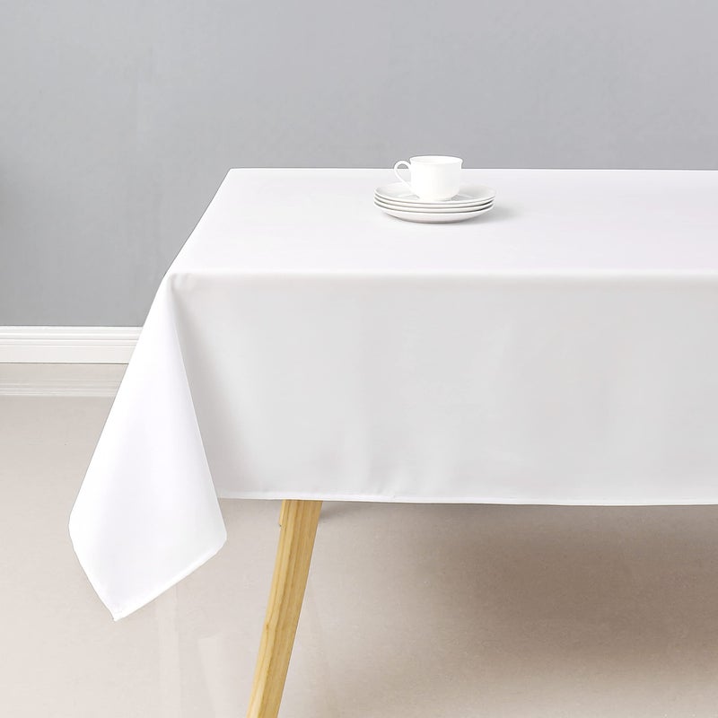 Wewoch White Rectangle Tablecloth Water Resistant Washable Polyester Table Cloth for DiningKitchen Parties Weddings and Outdoor Use 60 Inch by 84 Inch