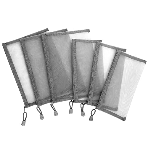 Sinzip 12 Pieces Zipper Nylon Mesh Pouch, Mesh Cosmetic Bags Makeup Bags Pencil Case, Multipurpose Travel Bags for Cosmetic School Office Supplies and Travel Accessories (Grey, A5) (WB06) - Image 2