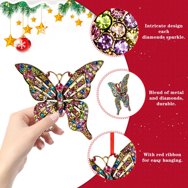 WhatSign Butterfly Christmas Ornaments 2024 - Metal Monarch Butterfly Ornament for Christmas Tree Butterfly Decorations Unique Butterfly Christmas Keepsake Ornaments Gifts for Girls Women Kids Sister - Image 2