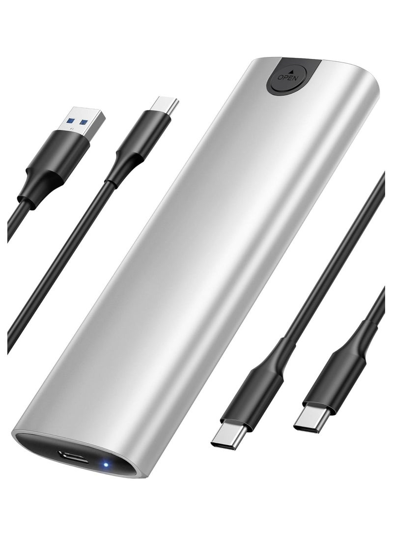 Tool-Free M.2 NVMe/SATA SSD Enclosure – USB 3.2 Gen 2 (10Gbps) – USB-C to USB-C & USB-A Cables – White – Supports 2230/2242/2260/2280 M-Key Drives  - Image 1