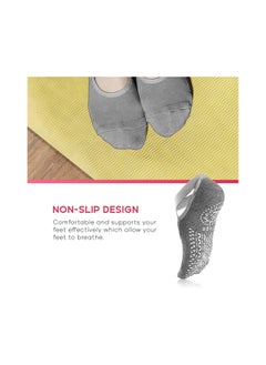 Generic COOLBABY Yoga Socks by Meego for Women Non Slip Grips & Straps, 3 Pairs, Black Grey & Red with Carrying Pouch, One Ideal Size, Sticky Grippers for Pilates, Pure Barre  - Image 4