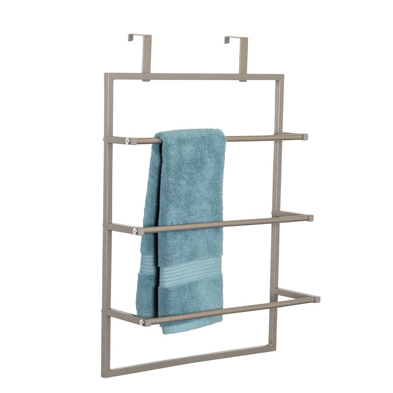 HoneyCanDo OverTheDoor 3Tier Towel Rack BTH08458 Satin Nickel
