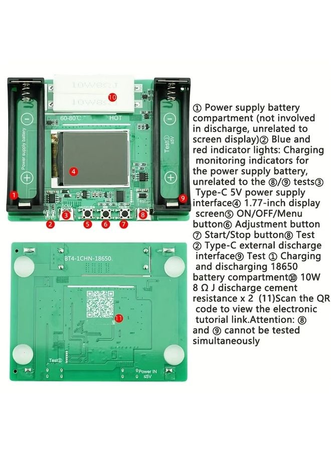 أداة اختبار سعة البطارية الليثيوم شاشة LCD منفذ USB نوع C جهد آمن 36 فولت - Image 2