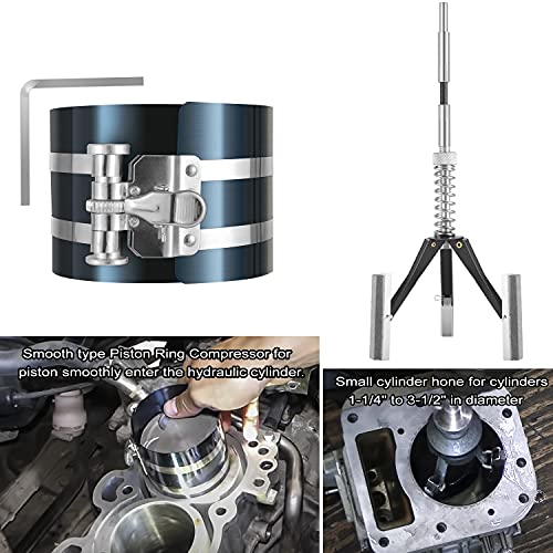 Danti Hydraulic Cylinder Repair Tool kit For skid steers, loaders, backhoes Include gland wrench U-seal installer tools Seal puller Smooth type Piston Ring Compressor (17pcs) - Image 5
