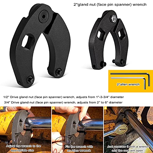 Danti Hydraulic Cylinder Repair Tool kit For skid steers, loaders, backhoes Include gland wrench U-seal installer tools Seal puller Smooth type Piston Ring Compressor (17pcs) - Image 4