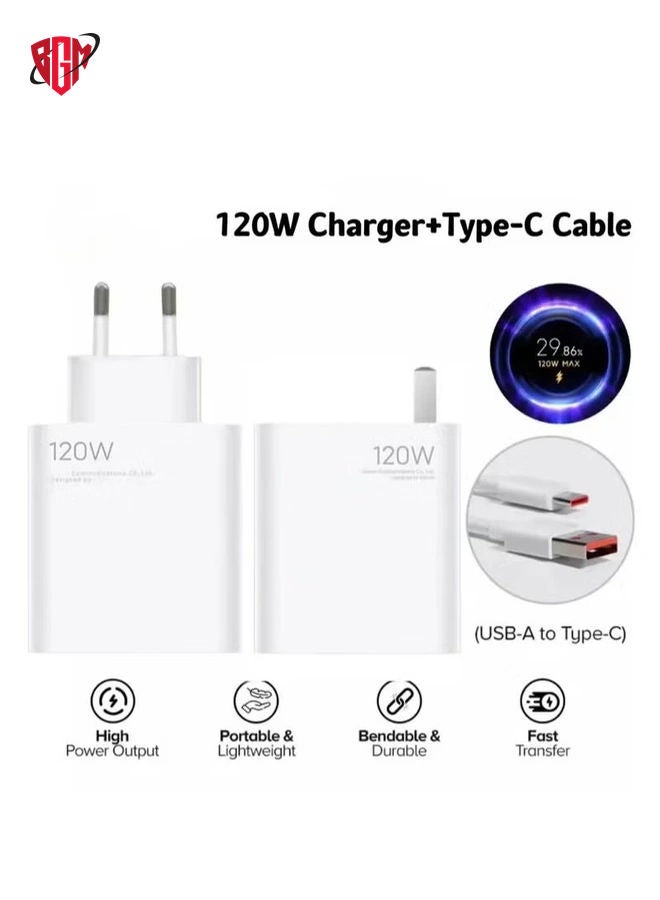 BGM "120W Turbo Fast Charge EU Hypercharge GaN Adapter for Redmi Note 11/12/13 Pro+ 5G, Mi 14/13/13T Includes Charging Cable" - Image 2