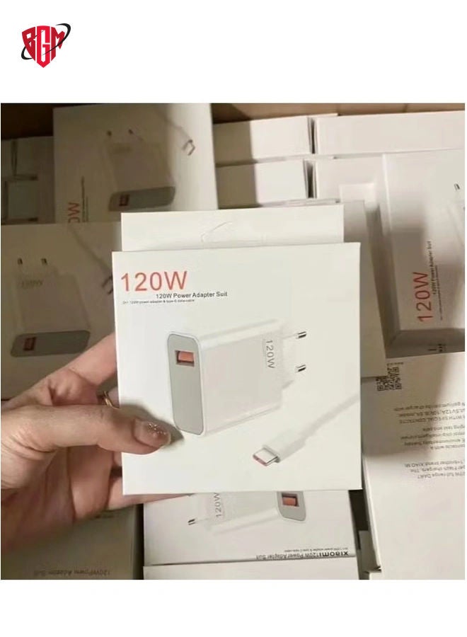 BGM "120W Turbo Fast Charge EU Hypercharge GaN Adapter for Redmi Note 11/12/13 Pro+ 5G, Mi 14/13/13T Includes Charging Cable" - Image 3