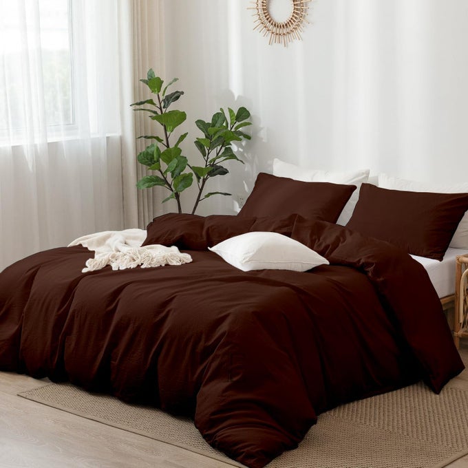 BRUSHED MICROFIBER SINGLE BED DUVET COVER SETCOMFORTER COVERRAJAI COVERBLANKET COVER 60X90 INCH QUILT COVER SINGLE BED WITH ZIPPER PILLOW COVER BROWN