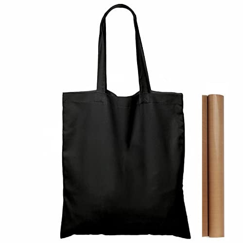 NPBAG 25 Pack 15'' X 16'' Black Cotton Tote Bags, Lightweight Blank Bulk Cloth bags with 1pc of PTFE Teflon Sheet (M) - Image 1