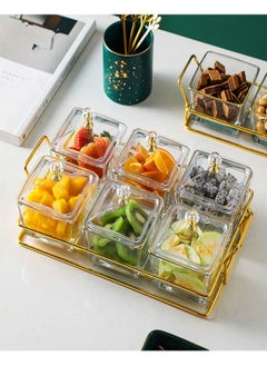fashionhome 6 Pieces Multipurpose Light Luxury Fruits and Snack Storage Bowls With Tray  - Image 3